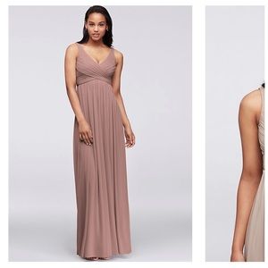 David’s bridal long mesh dress with cowl back detail
size 2 color quartz